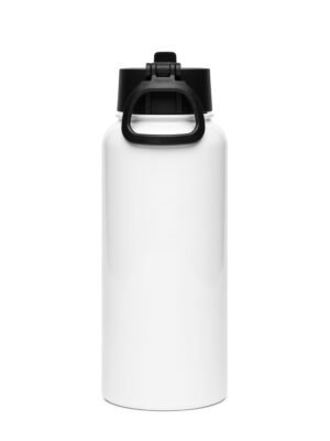 white Stainless steel water bottle with a straw lid